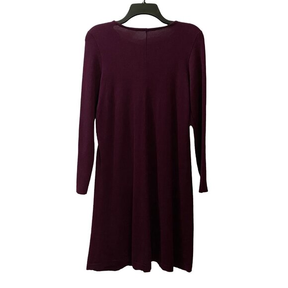 BCX Burgundy Stretch Knit Scoop Neck Fit & Flare Dress M Quiet Luxury–Inspired - Picture 3 of 12